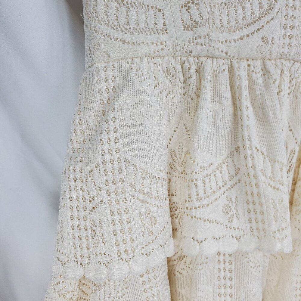 BCBGMAXAZRIA Women's Beige Mini Dress Scarlett Tiered Eyelet Size 06 (C-7) - Picture 8 of 15